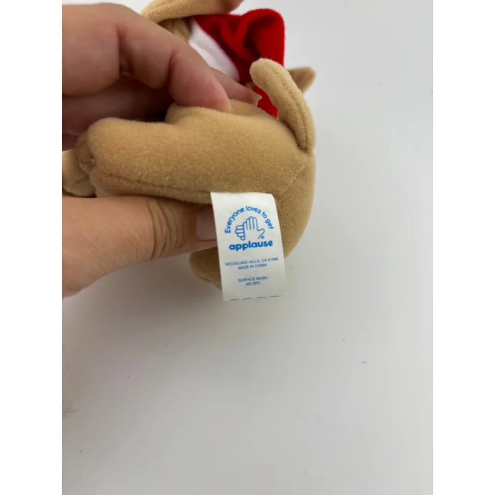 Small Taco Bell Chihuahua Plush Stuffed Animal One Size Beige Red Santa Hat
